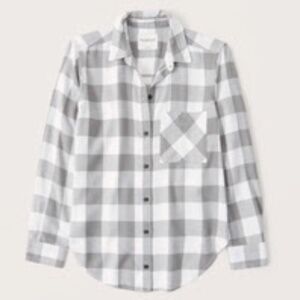 Abercrombie Boyfriend Flannel (Grey white) - XS